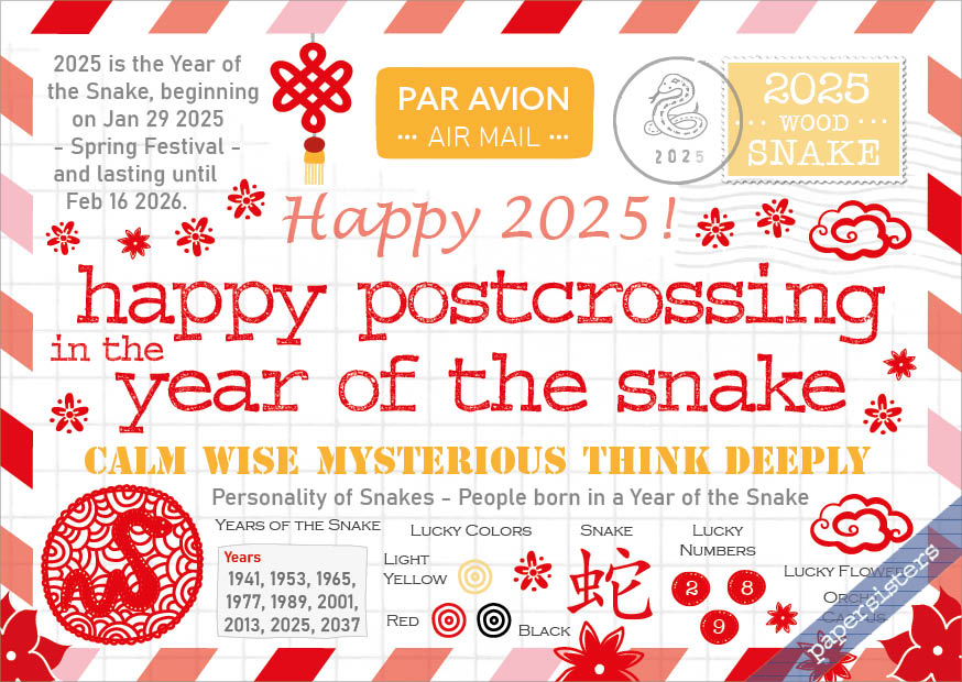 Happy Postcrossing - Year of the Snake Happy Postcrossing - Year of the Snake