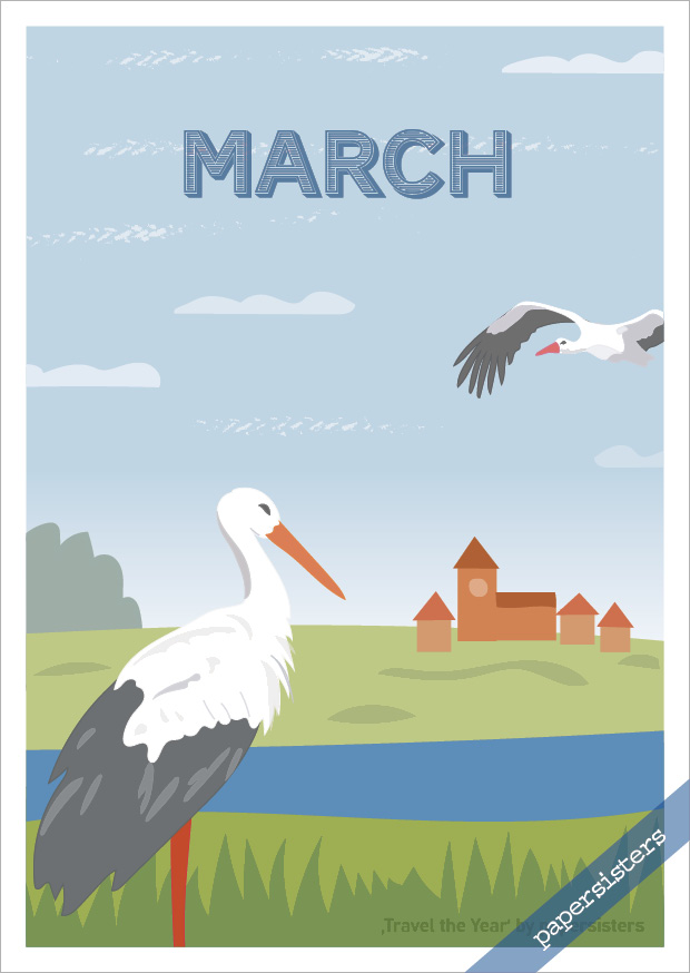 papersisters-Postkarte-M-rz-Postcard-March-Travel-the-Year March - Travel the Year
