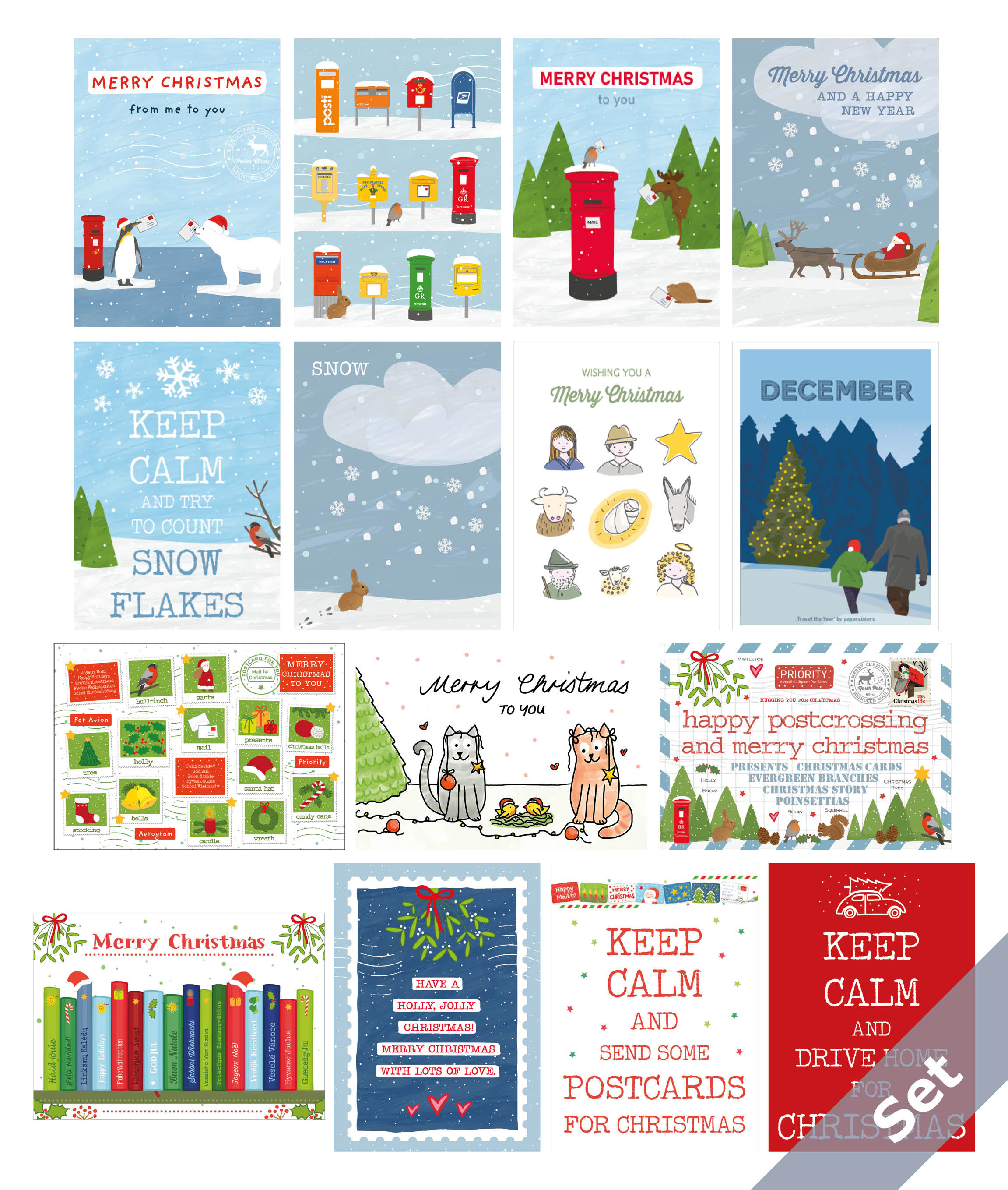 The Great Winter-Christmas Postcard Set 2024 - 15 cards - International