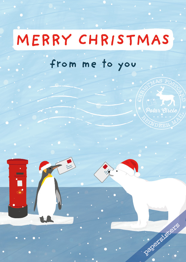 papersisters-Postcard-Postkarte-Merry-Christmas-Polar-Friends Merry Christmas Polar Friends