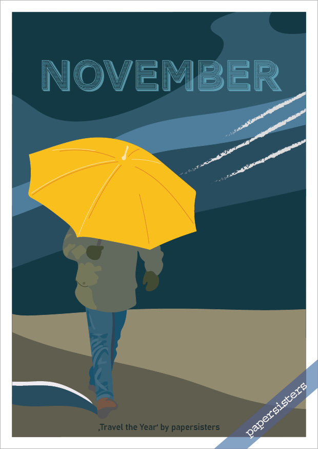 papersisters-Postcard-Travel-the-Year-November-Postkarte November - Travel the Year
