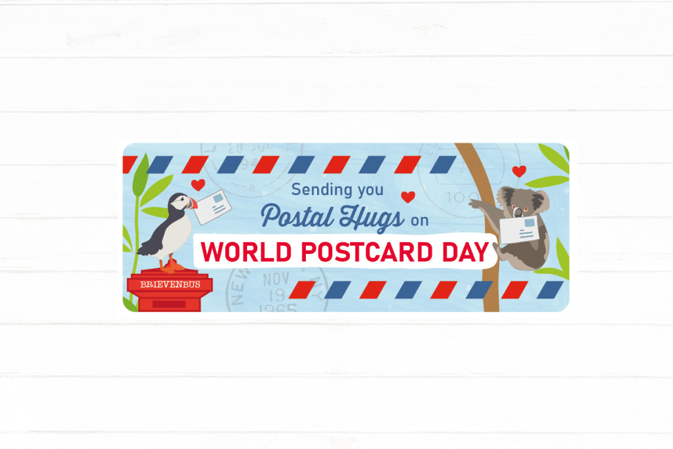 Postal Hugs on World Postcard Day Sticker Set 40 Stück