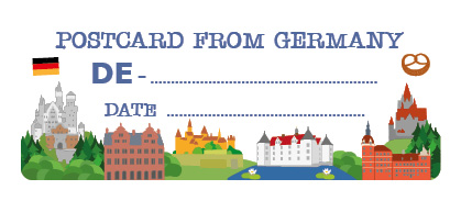 S* Sticker Postcard ID Castles in Germany 65x25 5er