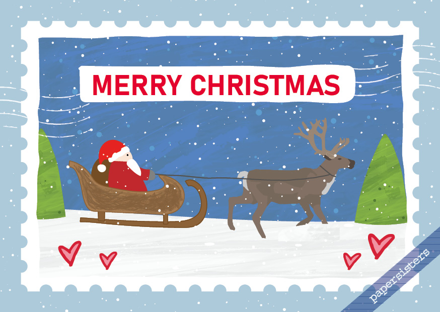 Christmas-Postcard-Santa-Sleigh-Reindeer Santa`s Sleigh