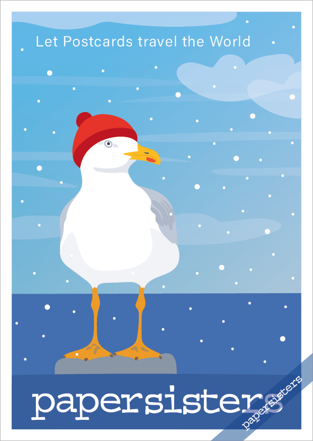 papersisters-postcard-Winter-Mode Postkarte "Winter Mode" by papersisters