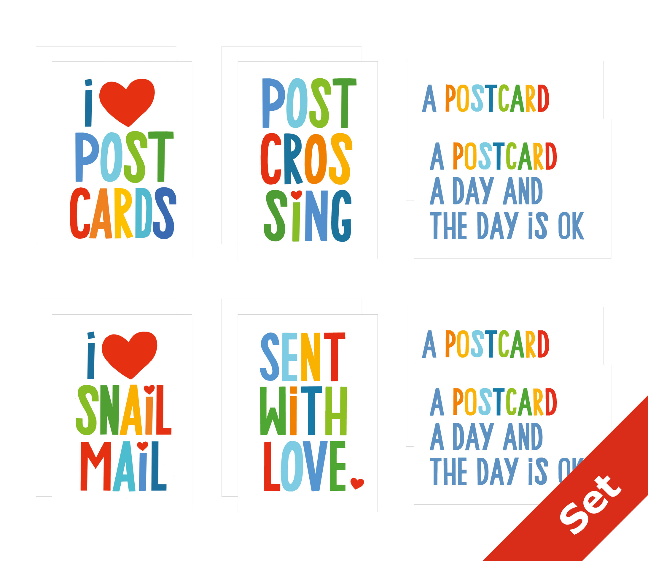 papersisters-Bunte-Post-Bright-Mail-Postcard-Set