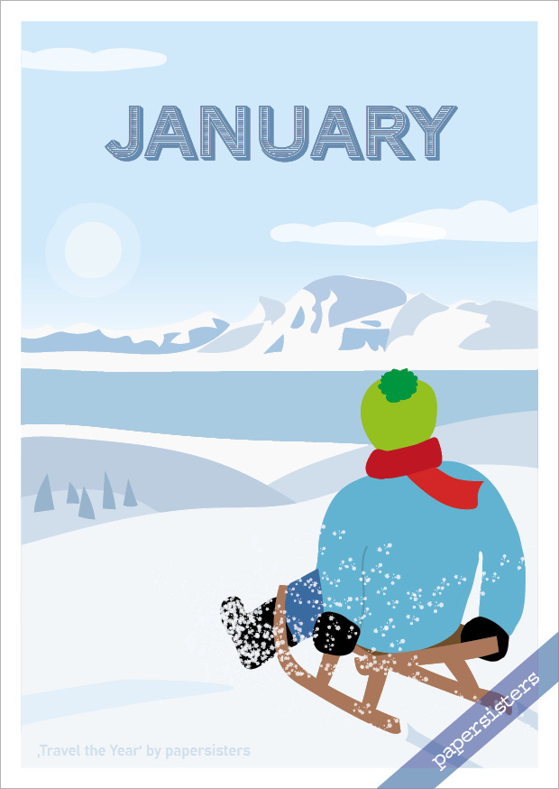 papersisters-Postkarte-Januar-Postcard-January-Travel-the-Year January - Travel the Year