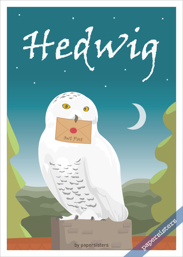 papersisters_Postkarte_postcard_Hedwig_owl_Post