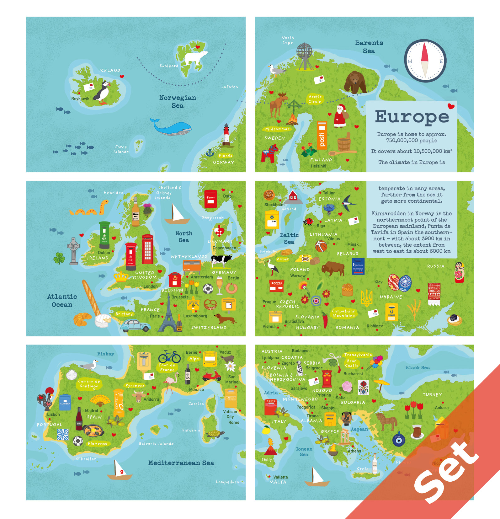 Europa Puzzle zum Teilen - Set 12 Karten