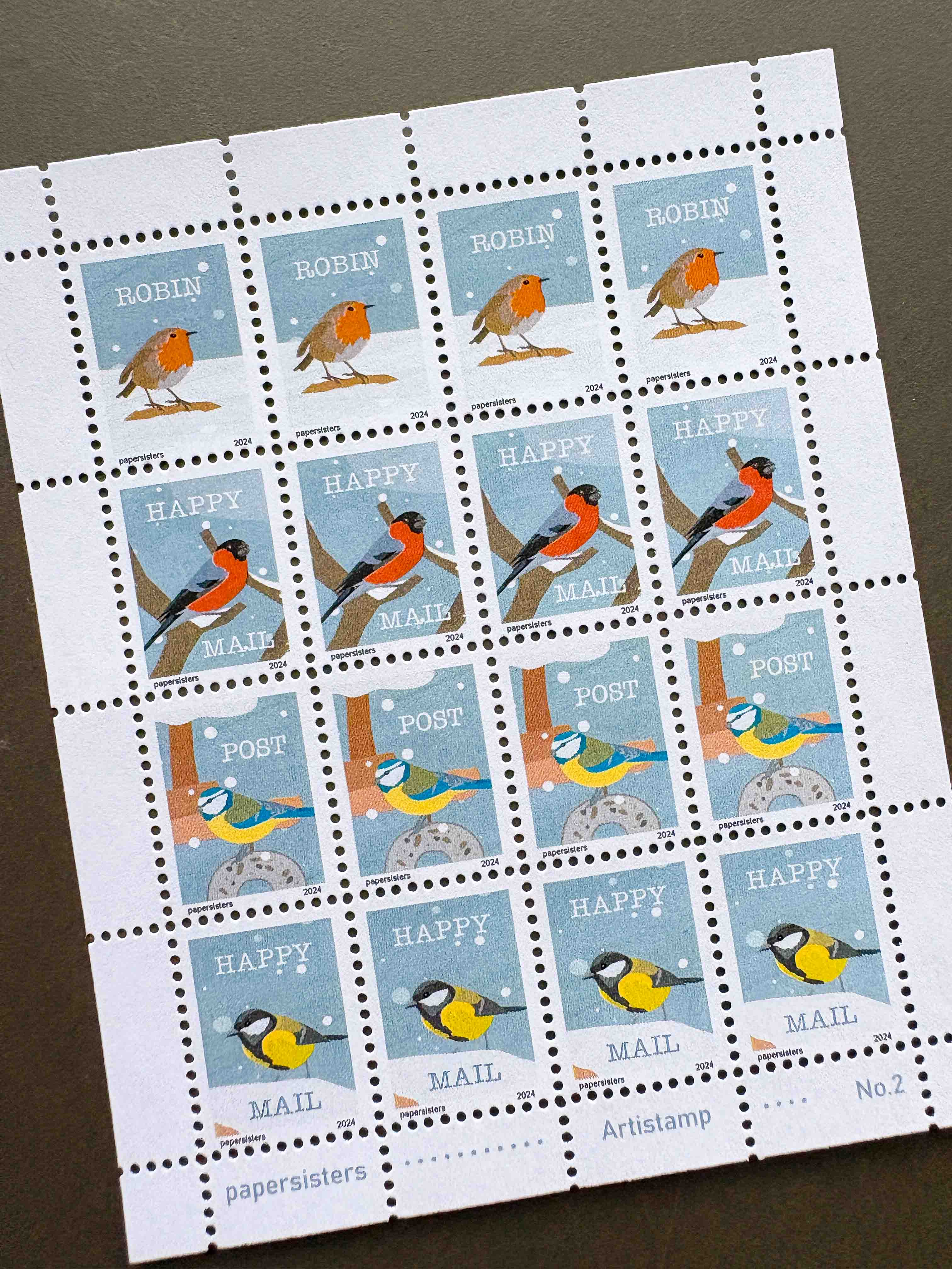 Birds in Snow papersisters Artistamps