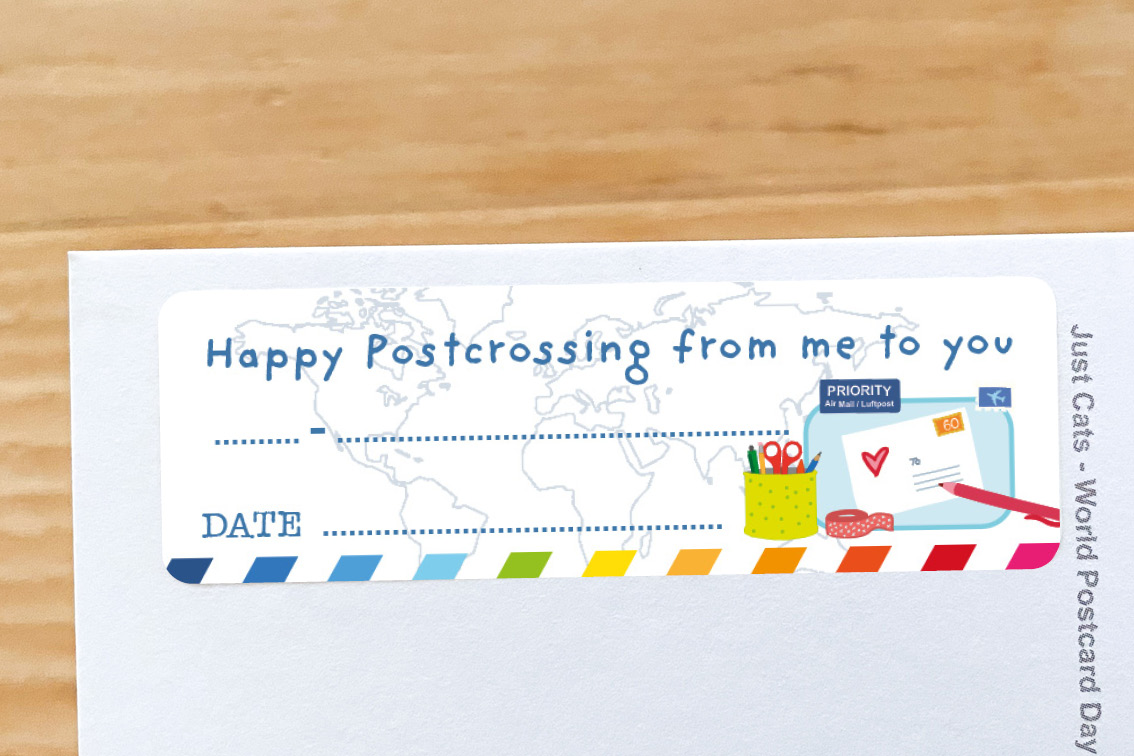 Happy Postcrossing from my Desk ID Sticker Set 