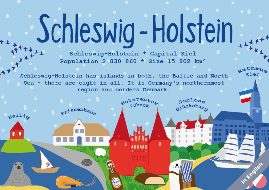 papersisters-Postkarte-Bundesland-Schleswig-Holstein-englisch Schleswig-Holstein - German Landmark Series