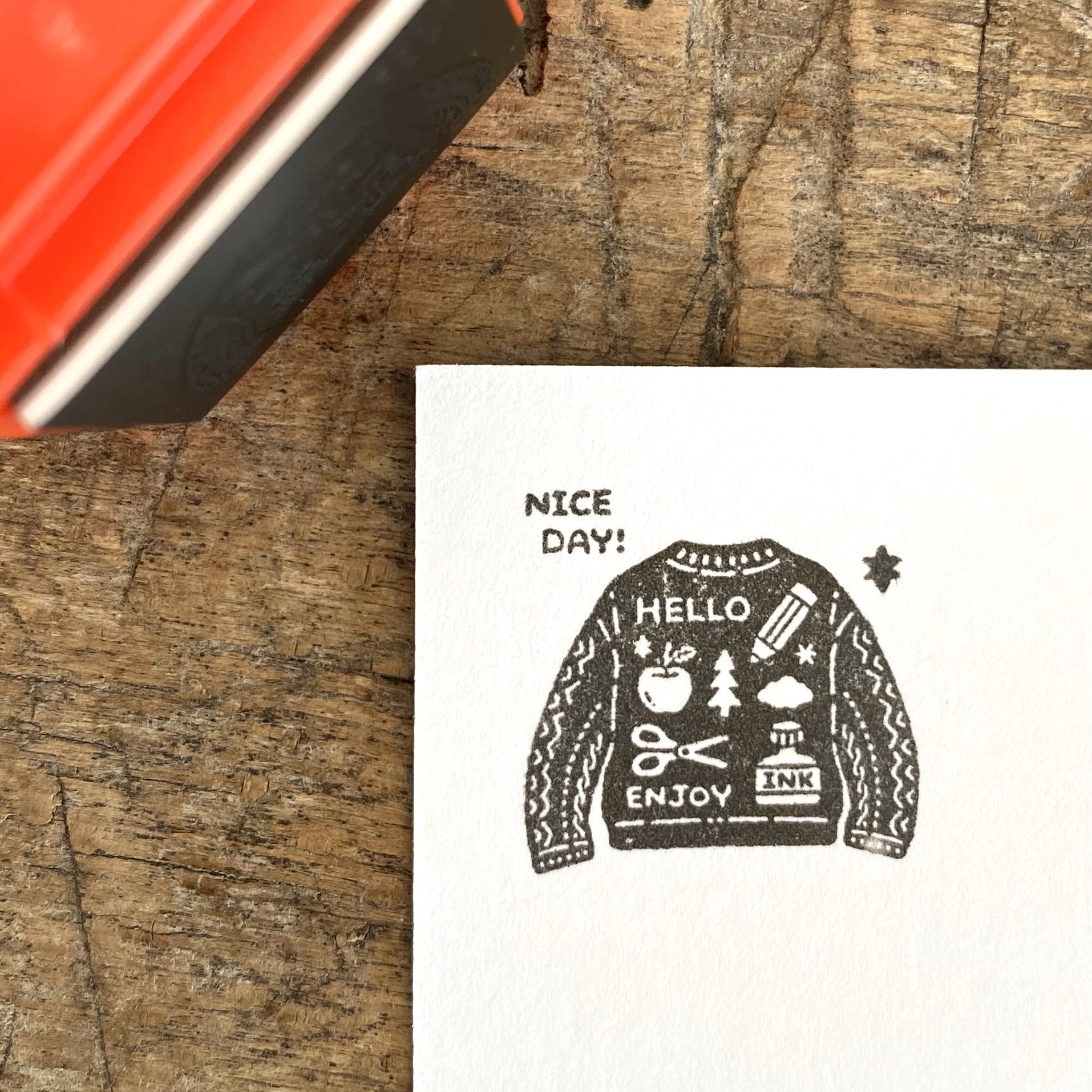 "Cozy Sweater" Pre-inked stamp