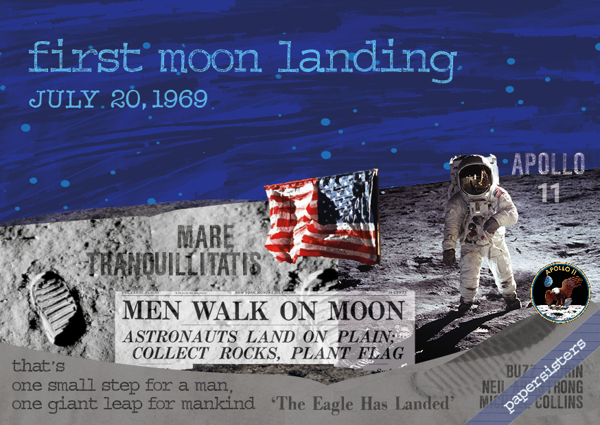 papersisters-postcard-First-Moon-Landing-Erste-Mondlandung-Postkarte First Moon Landing