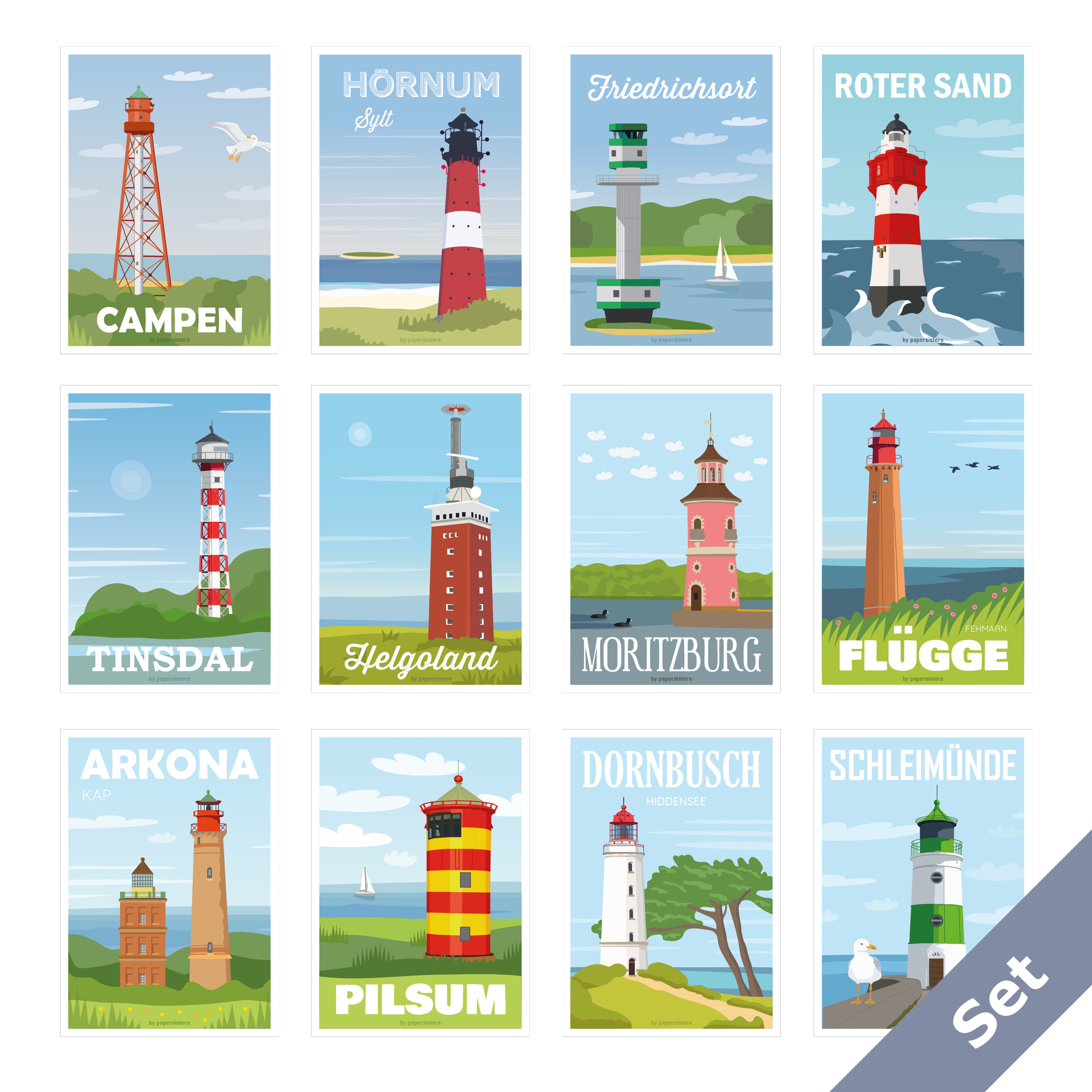 papersisters-Postcard-Set-Travel-Leuchtturm-Lighthouse-Postkarten
