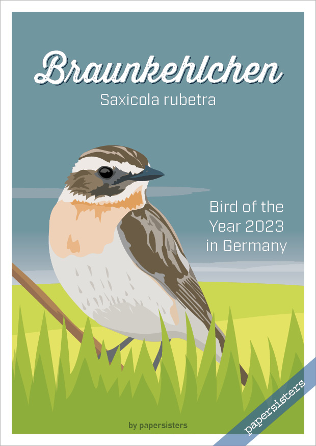 papersisters-Postkarte-Braunkehlchen-Vogel-des-Jahres-2023 Braunkehlchen - Bird of the Year 2023