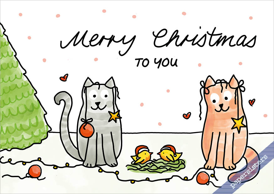 papersisters-Postcard-Postkarte-Just-Cats-Merry-Christmas Just Cats - Merry Christmas