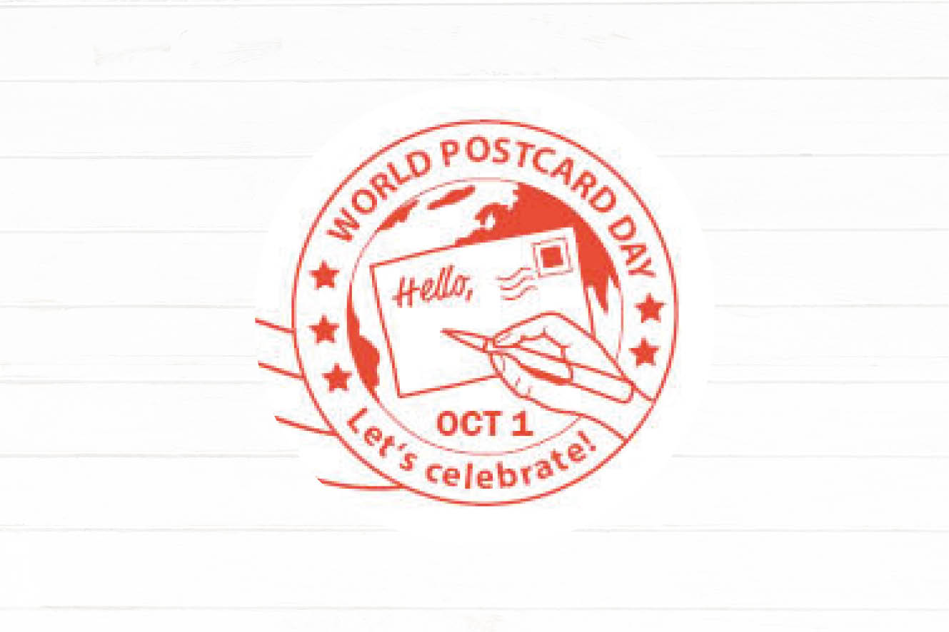 Postmarks Let`s celebrate World Postcard Day Sticker Set 60 pieces