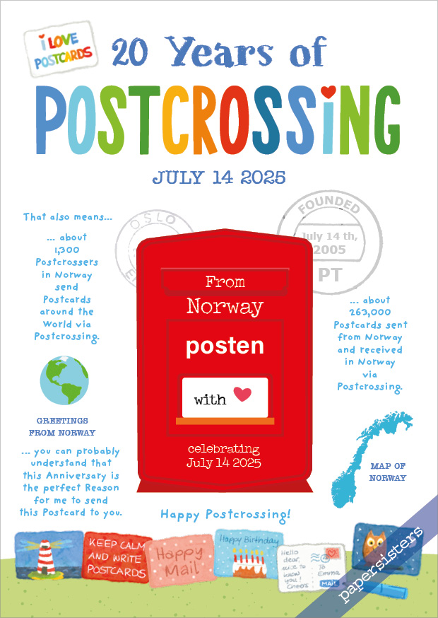 20 Years of Postcrossing NO