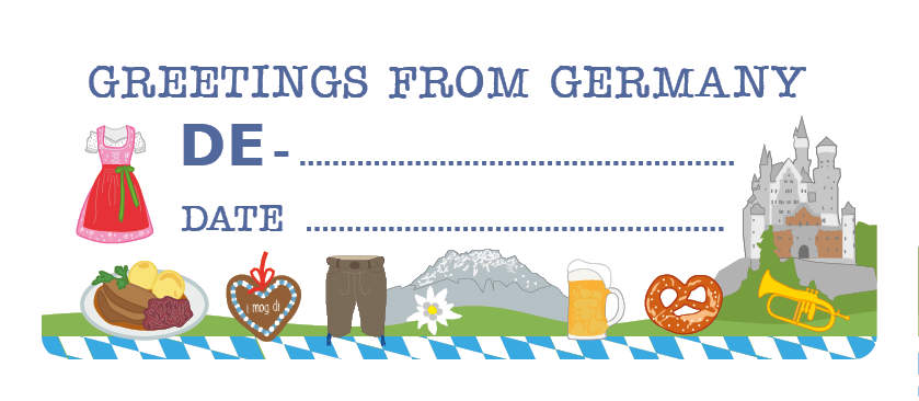 S* Sticker Postcard ID Traditional Greetings from Germany 65x25 5er