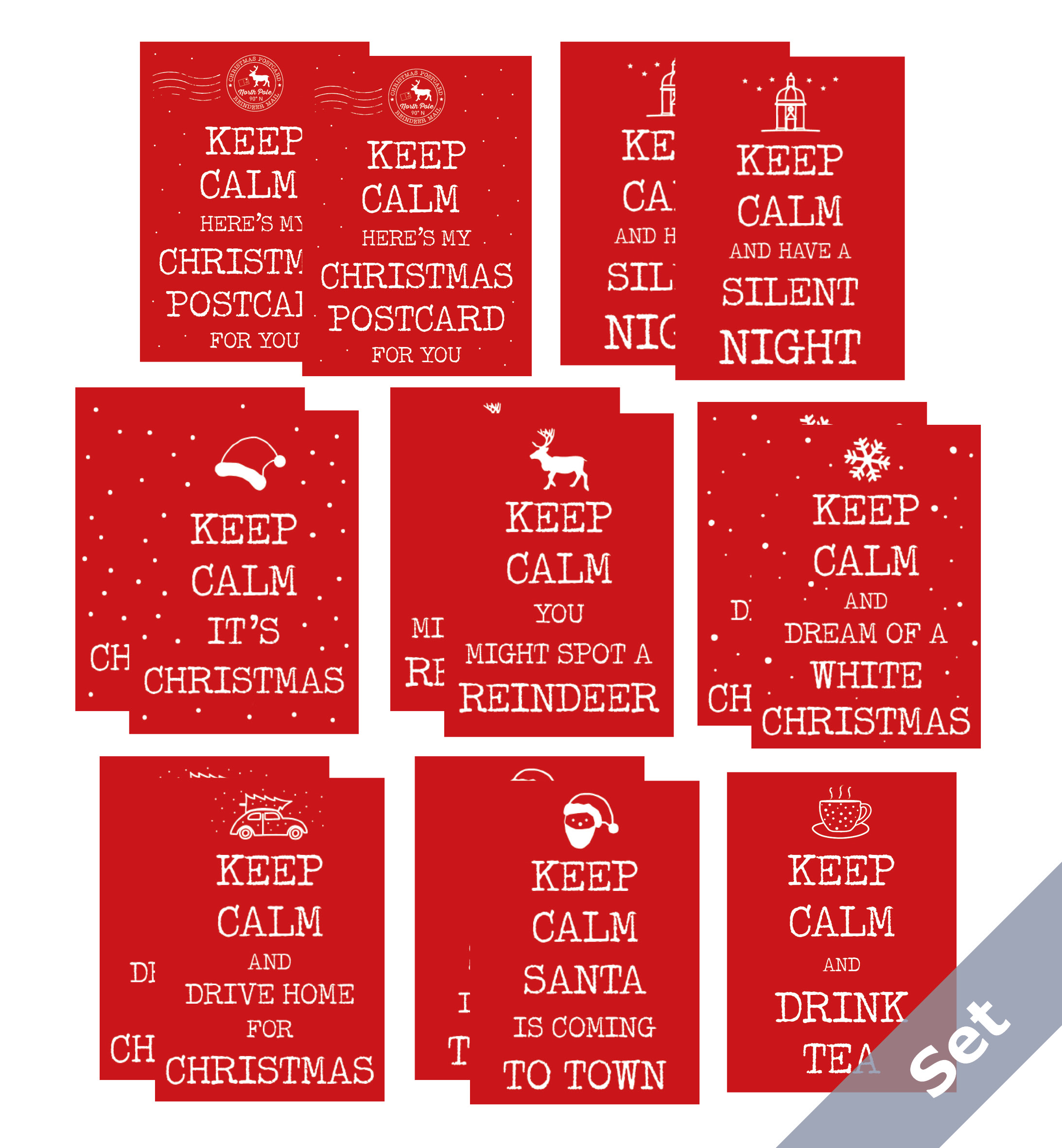 Christmas Keep Calm - set of 15 cards