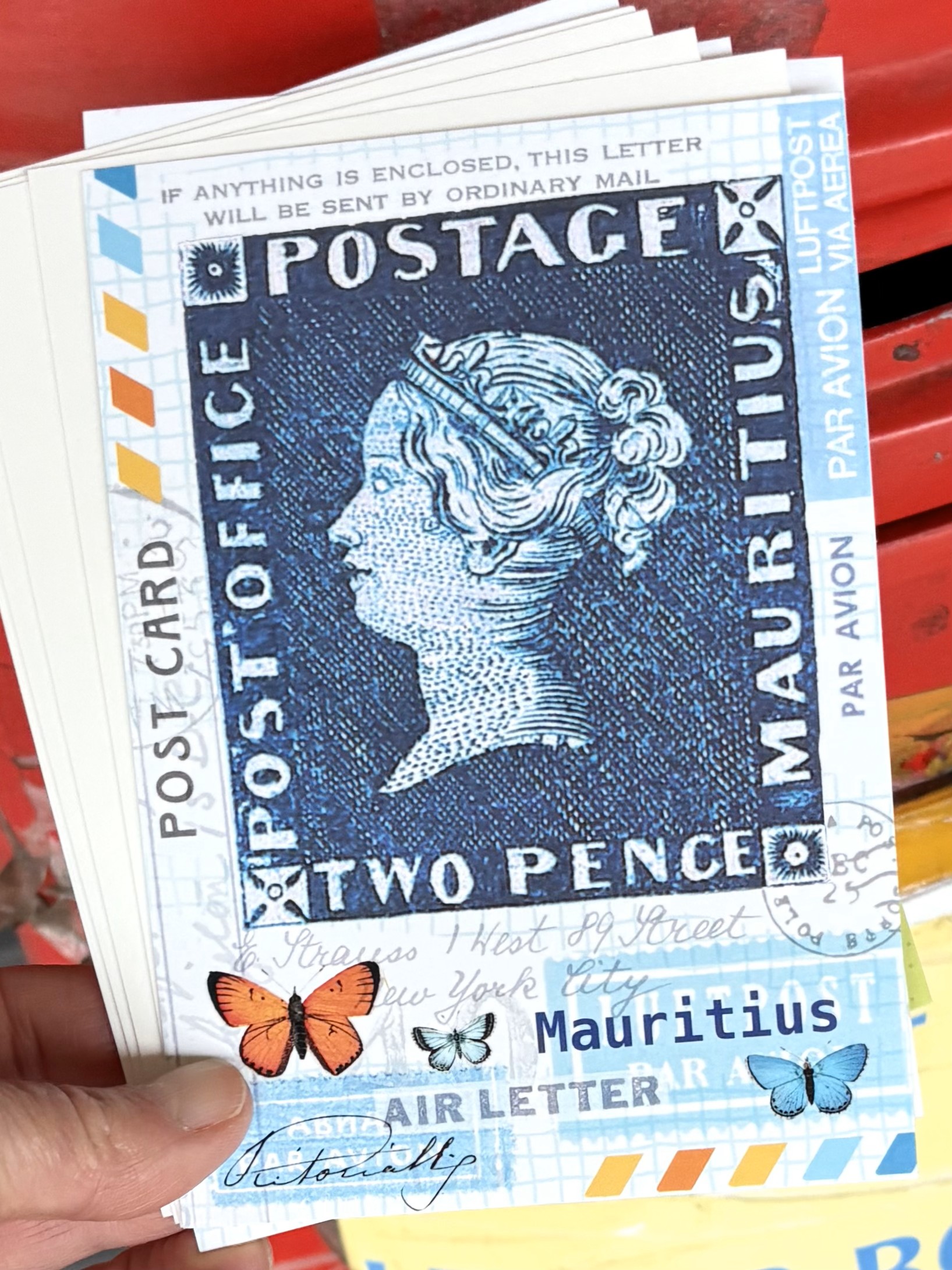 Blue Mauritius - Studio Edition - written and stamped from Mauritius to you 