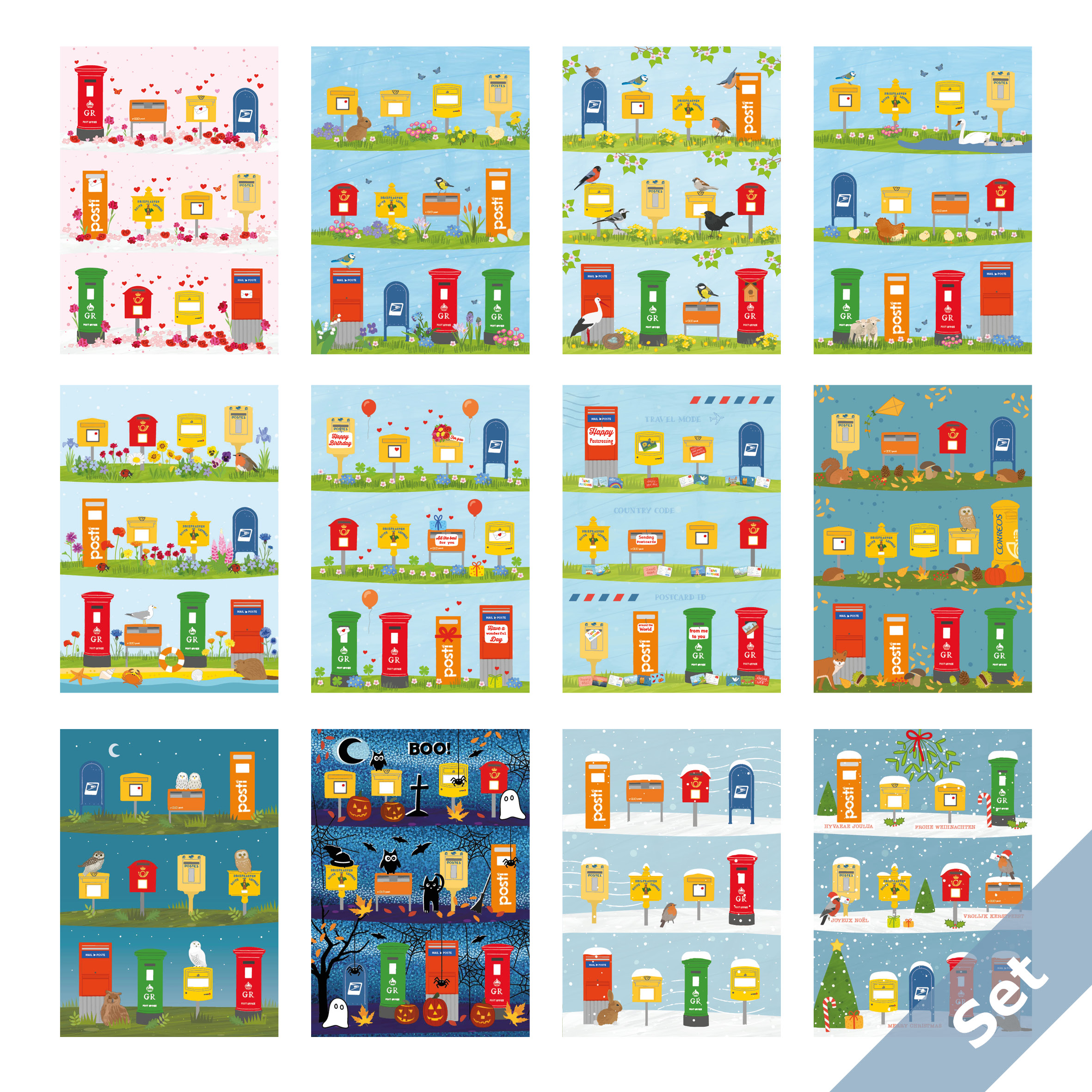 Enjoy the Year with Mailboxes - Set 12 Postkarten Enjoy the Year with Mailboxes - Set 12 Postkarten