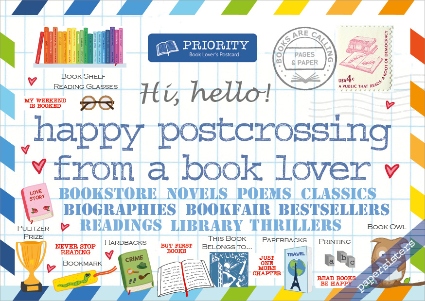 papersisters-Happy-Postcrossing-Postcard-Book-Lover Happy Postcrossing - Book Lover