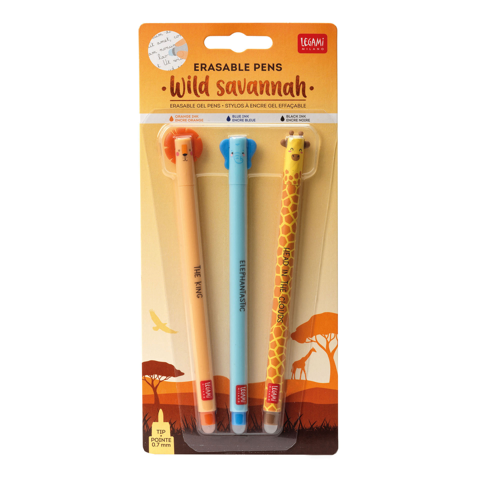 EPSET0003 Trio Three Safari Friends erasable pen set