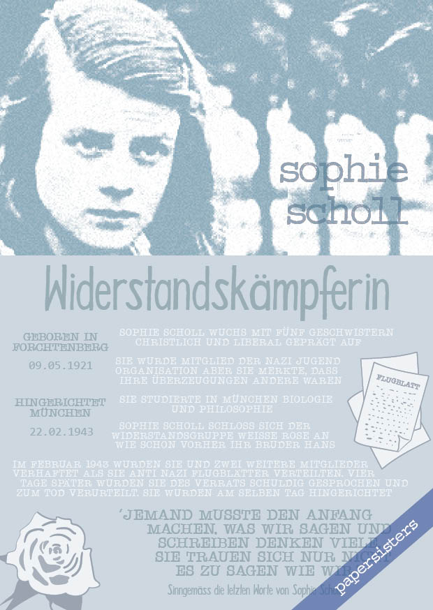 papersisters-Sophie-Scholl-Frauen-Postkarte-Postkarten Sophie Scholl  * Frauen *
