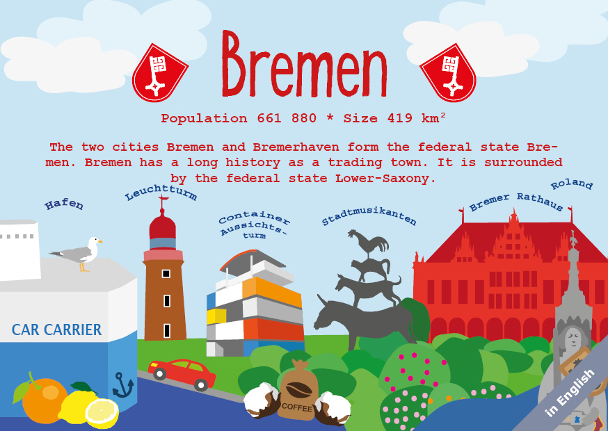 papersisters-Postkarte-Bundesland-Bremen-englisch Bremen - German Landmark Series