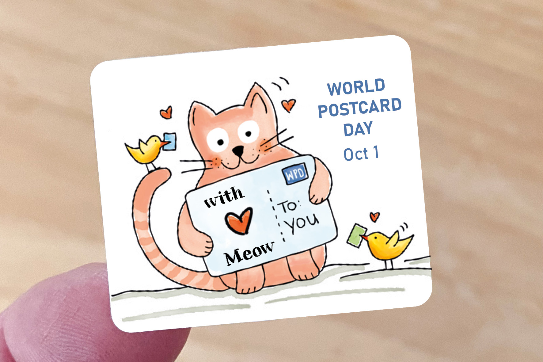 Just Cats World Postcard Day Sticker Set 