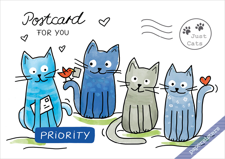papersisters-Postkarte-Just-Cats-Postcard-Cat-Card