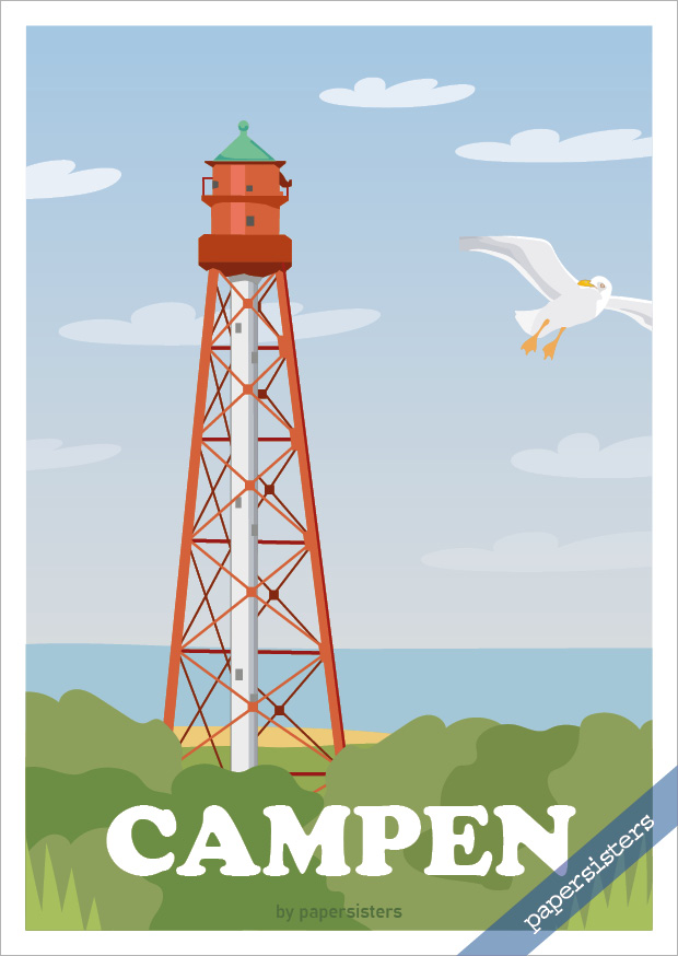 papersisters-Postkarte-Leuchtturm-Campen