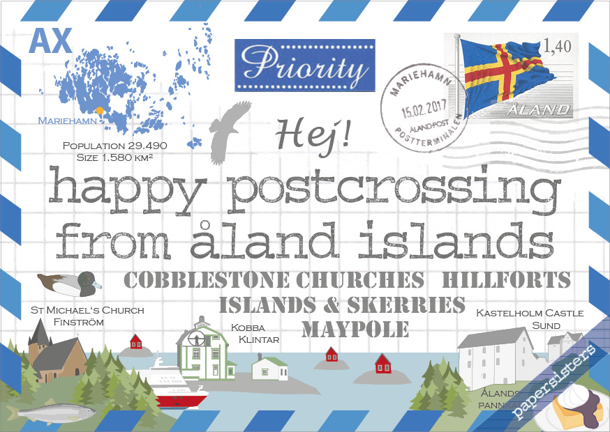 papersisters-Postkarte-Postcard-Happy-Postcrossing-from-Aland-Islands-HPC-AX Happy Postcrossing AX