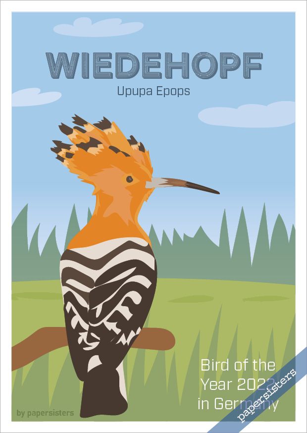 papersisters-Wiedehopf-Hoopoe-Upupa-Epops-Bird-of-the-Year-2022-Vogel-des-Jahres-2022-Postkarte-postcard Wiedehopf - Bird of the Year 2022