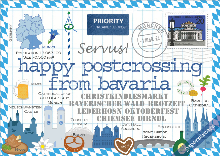 papersisters-postcard-Happy-Postcrossing-from-Bavaria-HPC Happy Postcrossing Bavaria