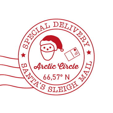 S* Sticker Santa's Sleigh Mail 25mm rund 5er