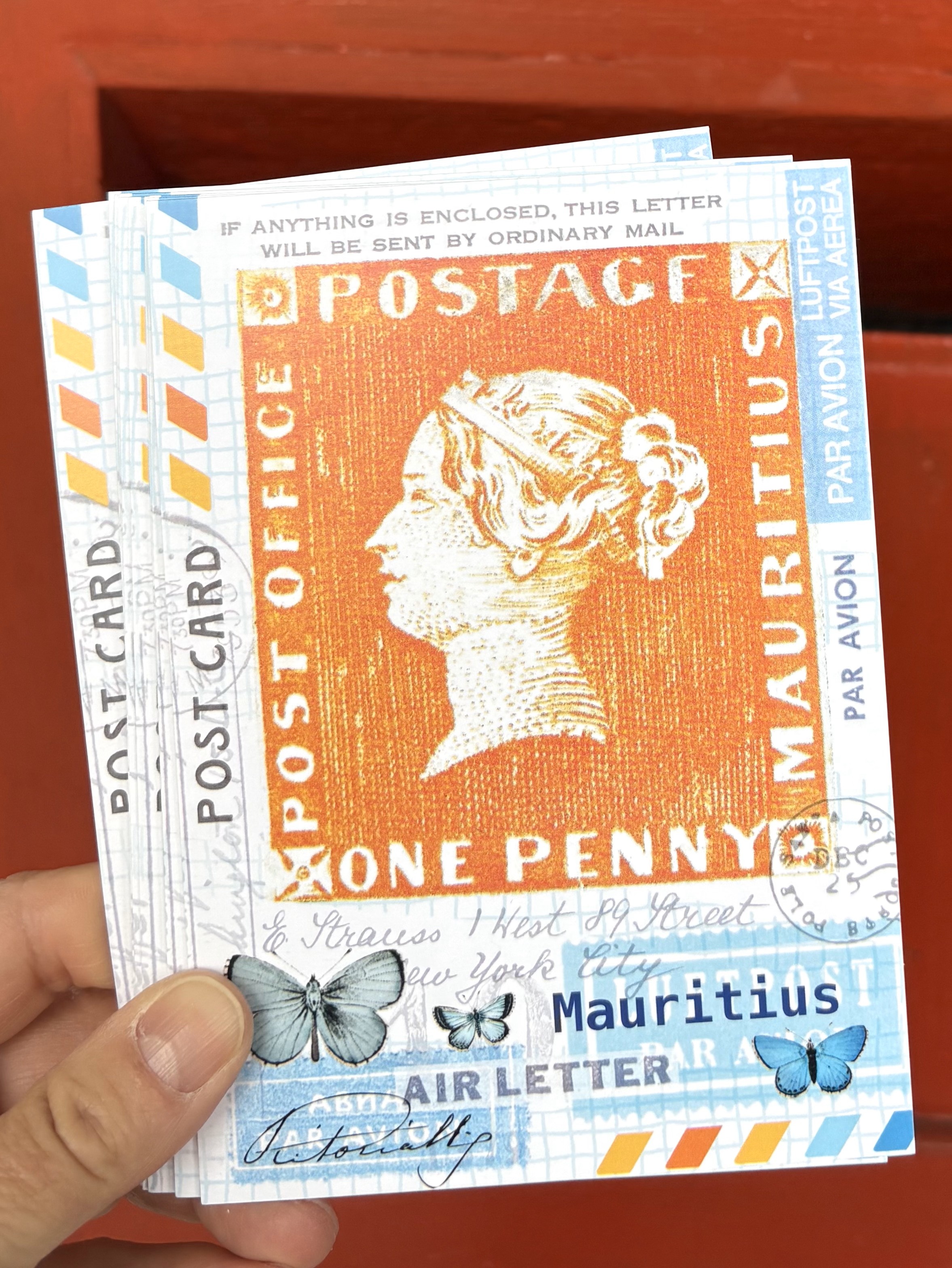 Red Mauritius - Studio Edition - written and stamped from Mauritius to you