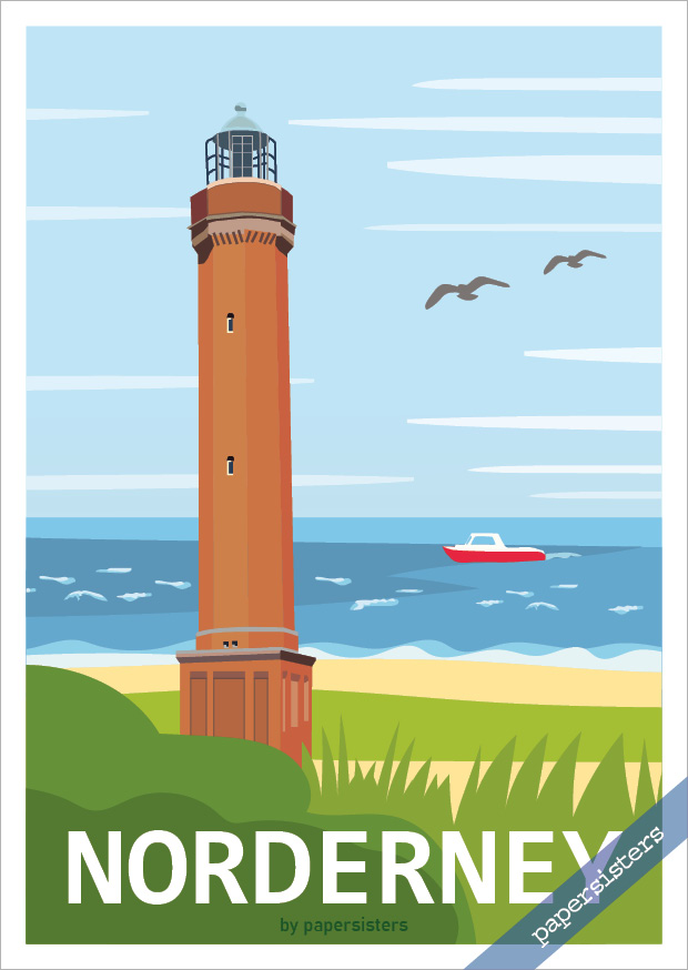 papersisters-Leuchtturm-Norderney-Postkarte