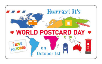 S* Sticker Hurray! It's World Postcard Day 5er