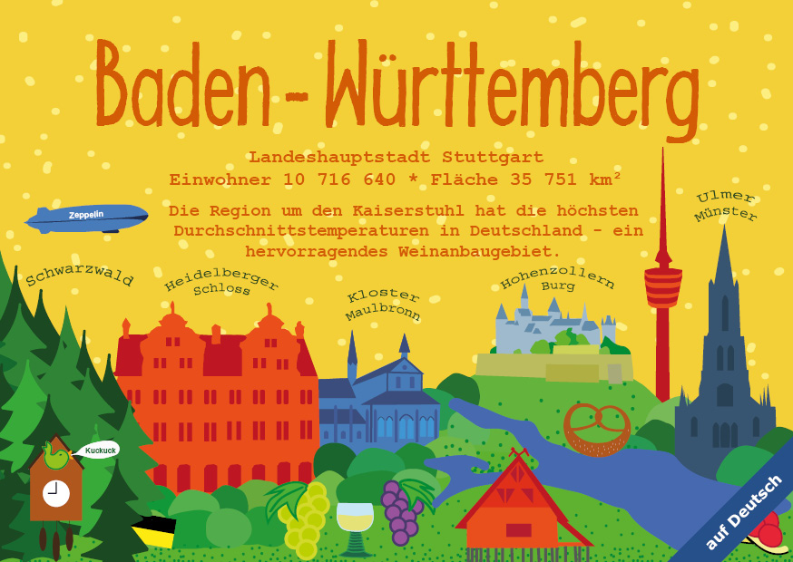 papersisters-Postkarte-Bundesland-Baden-W-rttemberg-deutsch Baden-Württemberg - German Landmark Series