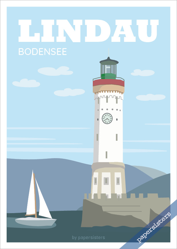 papersisters-Postkarte-Leuchtturm-Lindau