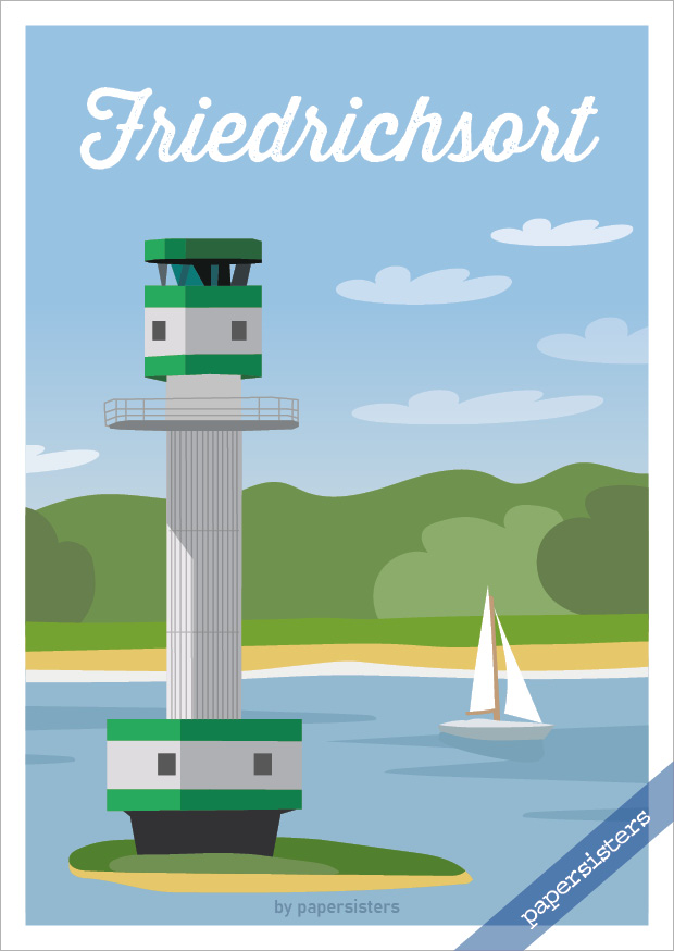 papersisters-Postkarte-Leuchtturm-Friedrichsort