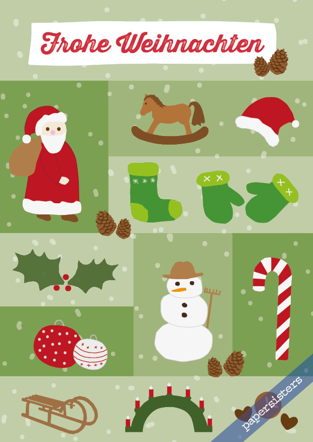 papersisters-Frohe-Weihnachten-Merry-Christmas-Symbols-Postkarte-Postcard