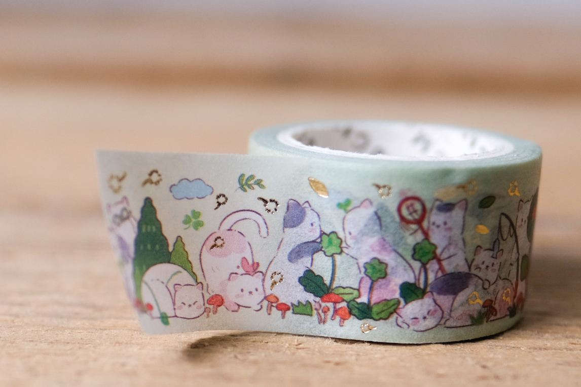 Masking Tape Glitter Happy Cat Party