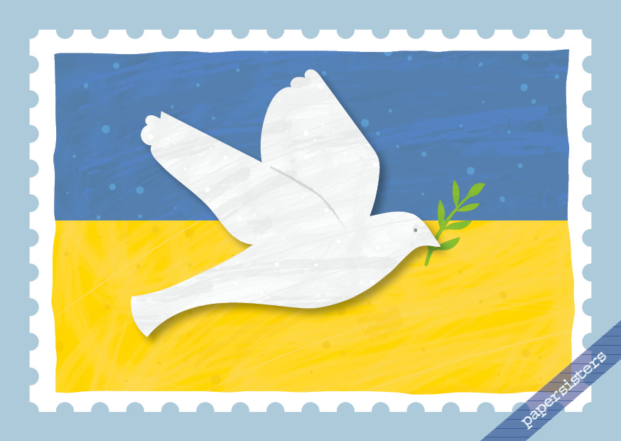papersisters-Peace-for-Ukraine-stand-with-Postkarte-Postcard Peace for Ukraine
