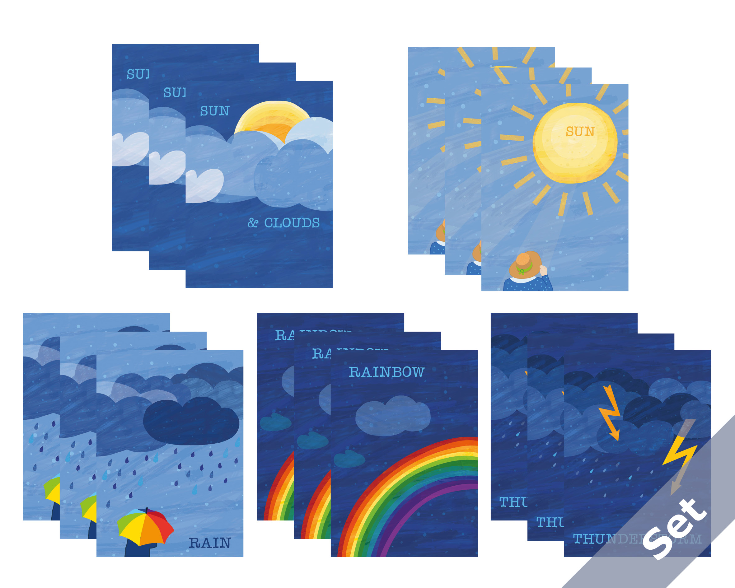 Großes Wetter Set 15 Karten