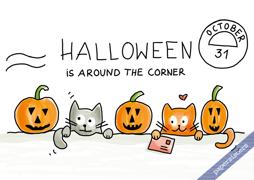 papersisters-Just-Cats-Halloween-Postkarte-Postcard Just Cats - Halloween