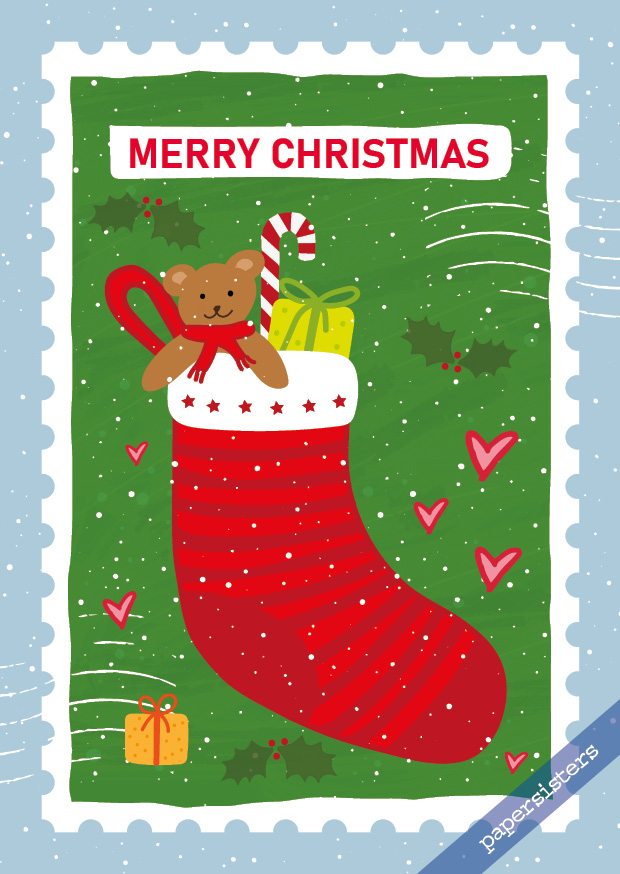 papersisters-Christmas-Stocking-Postcard